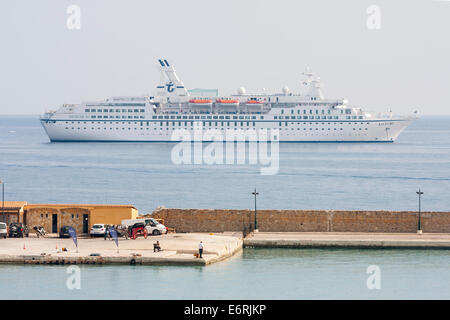 ZAKYNTHOS, GREECE - OCTOBER 5 : A cruise ship MS Astor next to the coast of Zakynthos on October 5, 2011 in Zakynthos, Greece. Stock Photo