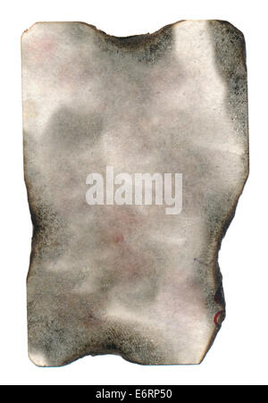 old burnt playing card paper empty background isolated on white Stock Photo