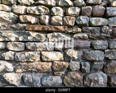 A section of semi mortared stone wall Stock Photo