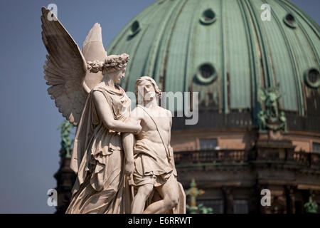 marble statues of the Schloßbrücke / Palace Bridge and the Berlin Cathedral in Berlin, Germany, Europe Stock Photo