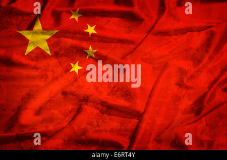 China grunge flag on a silk drape Stock Photo