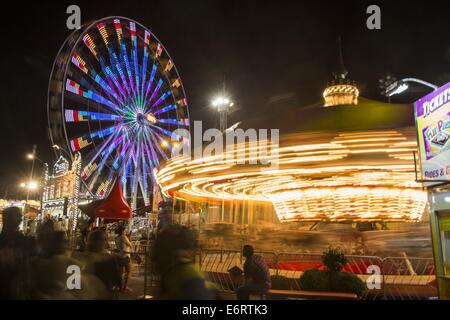 Los Angeles, California, USA. 29th Aug, 2014. Opening day of the 92nd annual Los Angeles County Fair at the Fairplex in Pomona, Friday, August 29, 2014. The major attractions this year include the new Chinese lantern display Luminasia, a tribute to real-life superheroes, 4 acres of farm and agriculture exhibits and a Steampunk-themed nightclub for all ages. The Fair runs through Sept. 28. Credit:  Ringo Chiu/ZUMA Wire/Alamy Live News Stock Photo