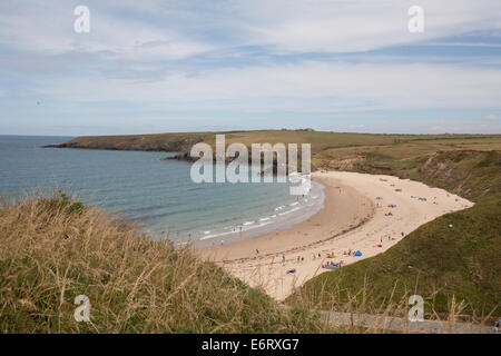 The main beach at Porth Oer, known as Whistling Sands. Stock Photo