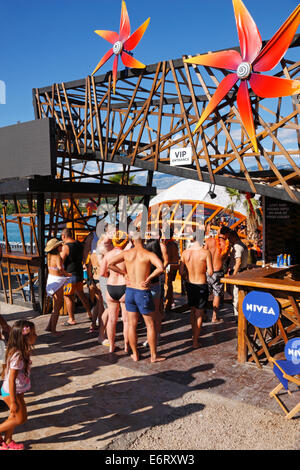 Zrce, Croatia - Noa beach bar - Island Pag, Stock Photo