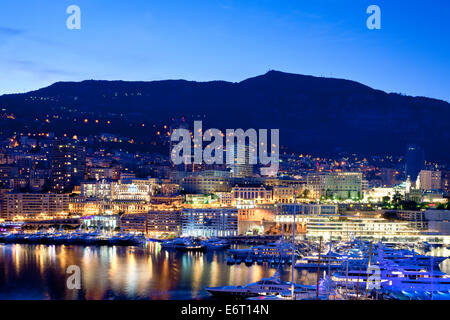 View of  La Condamine, Principality of Monaco at night Stock Photo