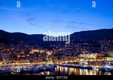 View of  La Condamine, Principality of Monaco at night Stock Photo