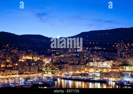 View of  La Condamine, Principality of Monaco at night Stock Photo