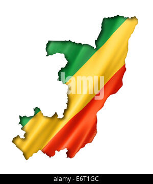 Republic of the Congo flag map, three dimensional render, isolated on white Stock Photo