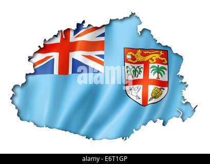 Fiji flag map, three dimensional render, isolated on white Stock Photo