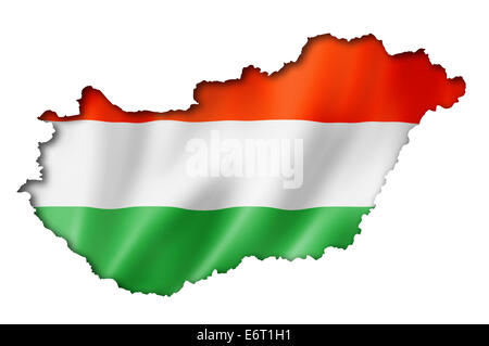 Hungary flag map, three dimensional render, isolated on white Stock Photo