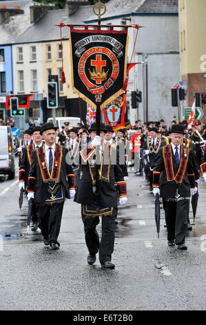 Derry, Londonderry, Northern Ireland - 30 August 2014. Royal Black Institution parade. Members from 34 preceptories, accompanied by 33 bands, participate in the Royal Black Institution parade through Derry city centre. Credit: George Sweeney/Alamy Live News Stock Photo