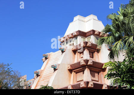 Aztec pyramid at the Mexican pavilion of Epcot Center, Walt Disney World Showcase. Stock Photo