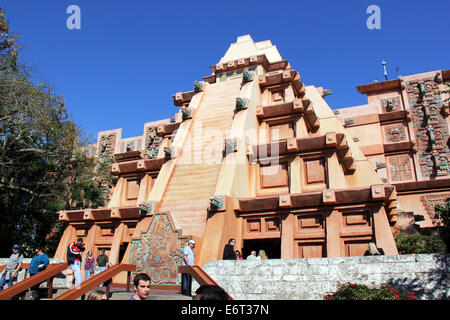 Aztec pyramid at the Mexican pavilion of Epcot Center, Walt Disney World Showcase. Stock Photo