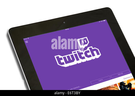 The video streaming gaming app Twitch, viewed on an Apple ipad Stock Photo