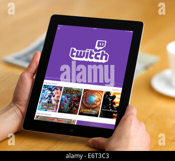 The video streaming gaming app Twitch, viewed on an Apple ipad Stock Photo