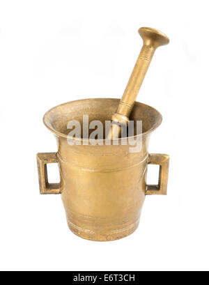 mortar and pestle isolated on white background Stock Photo