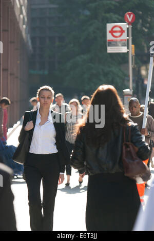 London Liverpool street Commuters on way to work in morning rush hour Eldon Street London Stock Photo