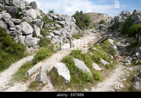 Stone sculpture shaped like a boat in Tout Quarry, Isle of Portland, Dorset, England Stock Photo