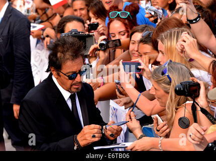 Venice, Italy. 30th Aug, 2014. Actor Al Pacino of 'Manglehorn' signs for fans during the 71st Venice Film Festival in Lido of Venice, Italy, Aug. 30, 2014. Credit:  Xu Nizhi/Xinhua/Alamy Live News