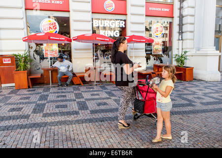 Burger King fast food, Wenceslas Square, Prague, Czech Republic Europe Stock Photo