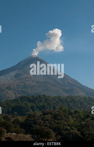 Plume erupting from Volcan El Feugo/ de Colima a  volcano in Mexico Stock Photo