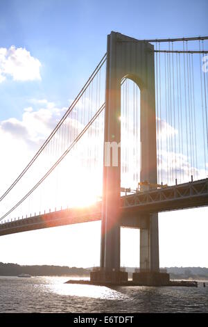 The Verrazano-Narrows Bridge , The largest and longest bridge in New York City Stock Photo