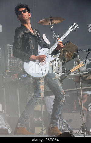 Philadelphia, Pennsylvania, USA. 30th Aug, 2014. Musician DAVID MACKLOVITCH (aka DAVE 1) of the band Chromeo performs live at Budweiser Made in America festival in downtown Philadelphia, Pennsylvania Credit:  Daniel DeSlover/ZUMA Wire/Alamy Live News Stock Photo