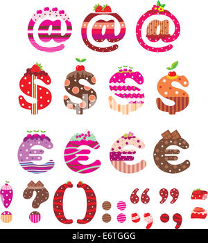 Sweet punctuation marks, dollar sign and euro Stock Photo
