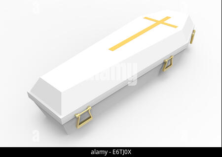 White coffin, with shadows, 3d render Stock Photo