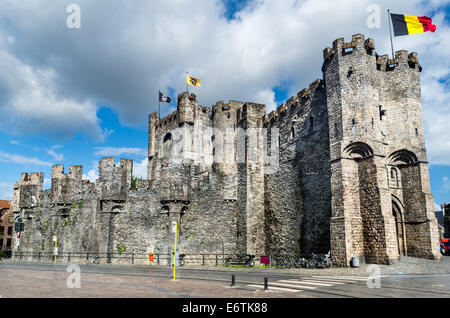 Gravensteen is a castle in Gent, Ghent built in 1180 Middle Ages, bought in 1185 by city Stock Photo