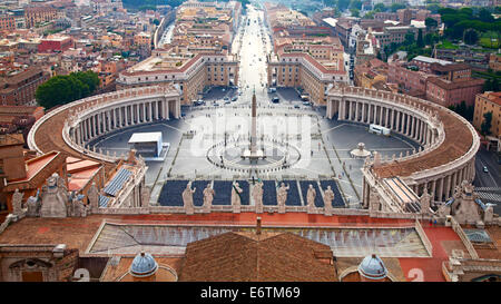 View on the St.Peter's square from the dome Stock Photo