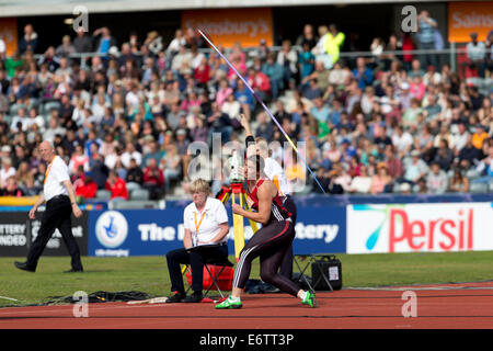 Linda STAHL Javelin, Diamond League 2014 Sainsbury's Birmingham Grand Prix, Alexander Stadium, UK Stock Photo