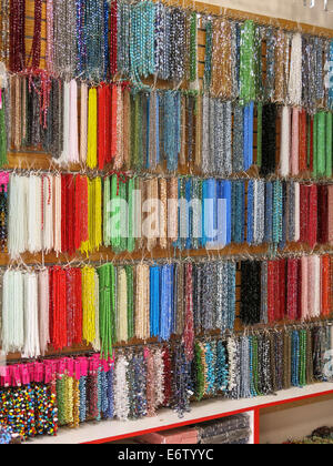 Strands of Beads Hanging in Shop, USA Stock Photo