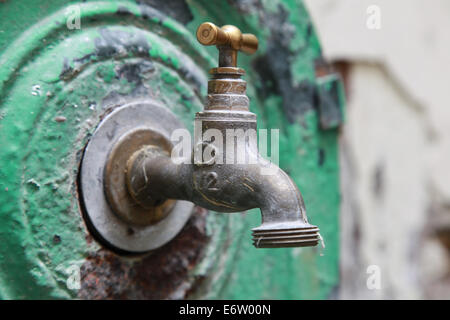 Closeup photo of old outdoor water valve Stock Photo