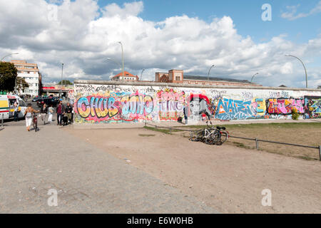 BERLIN - AUGUST 24, 2014 : The East Side Gallery is the largest outdoor art gallery in the world.This picture was taken from the former death strip.
