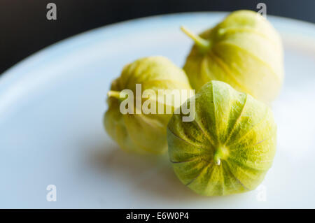 green tomatillos salsa verde ingredient Stock Photo