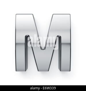 3d render of metallic alphabet letter symbol - M. Isolated on white background Stock Photo
