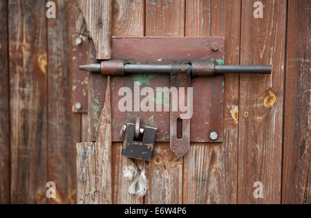 Iron sliding bolt unlocked Stock Photo