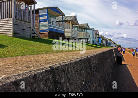 A view of the beach huts along Tankerton seafront Stock Photo