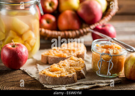 Small snack with apple jam in the pantry Stock Photo