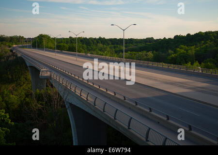 Smith-Triller Viaduct that crosses 16 Mile Creek along Dundas Street in Oakville, Ontario, Canada. Stock Photo