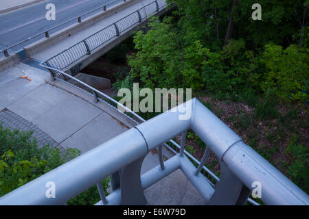 An abstract image looking down onto the Smith-Triller Viaduct that crosses 16 Mile Creek along Dundas Street in Oakville, Ontari Stock Photo