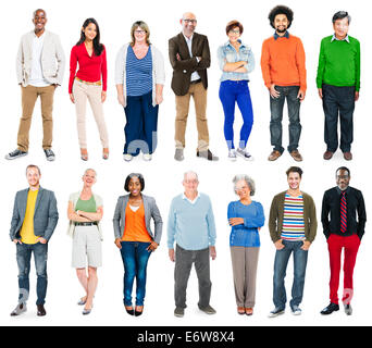 Full Length of Diverse Multiethnic People in a Row Stock Photo