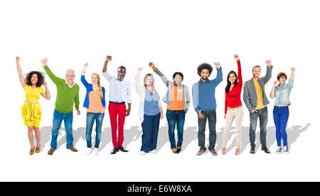 Multi-Ethnic Group of People Arms Raised Stock Photo