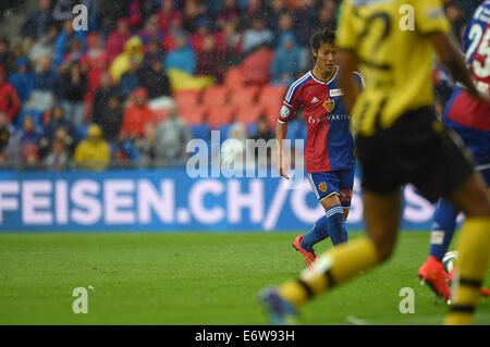 Basel, Switzerland. 31st Aug, 2014. Yoichiro Kakitani (Basel) Football/Soccer : Yoichiro Kakitani of Basel scores his team's third goal during the Swiss Super League match between FC Basel 3-1 BSC Young Boys at St. Jakob-Park in Basel, Switzerland . Credit:  FAR EAST PRESS/AFLO/Alamy Live News Stock Photo