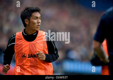 Basel, Switzerland. 31st Aug, 2014. Yuya Kubo (Young Boys) Football/Soccer : Yuya Kubo of Young Boys warms up during the Swiss Super League match between FC Basel 3-1 BSC Young Boys at St. Jakob-Park in Basel, Switzerland . Credit:  FAR EAST PRESS/AFLO/Alamy Live News Stock Photo