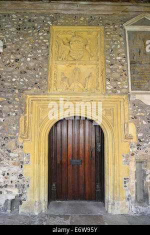 Royal Chantry door in cloisters, Chichester Cathedral, Chichester, West Sussex, England, United Kingdom Stock Photo