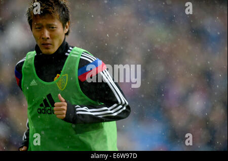 Basel, Switzerland. 31st Aug, 2014. Yoichiro Kakitani (Basel) Football/Soccer : Yoichiro Kakitani of Basel warms up during the Swiss Super League match between FC Basel 3-1 BSC Young Boys at St. Jakob-Park in Basel, Switzerland . Credit:  FAR EAST PRESS/AFLO/Alamy Live News Stock Photo