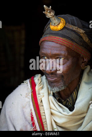 Mr Kalache Doyo, Abagada, Borana Tribe With A Phallic Kallaacha On His Forehead, Ola Alakadjilo, Ethiopia Stock Photo