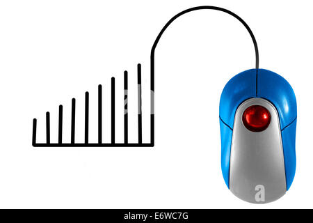 Audio Waveform depicted by computer mouse cable Stock Photo